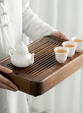 胡桃木家盛水茶实木茶海用功泡夫蓄56508水沥水茶盘木质盘储水茶盘小型