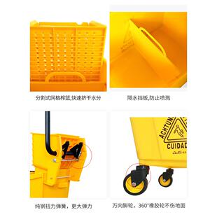 榨水车洗拖把桶2L柞水头挤水车拖地桶墩车布清731洁车酒商店4用