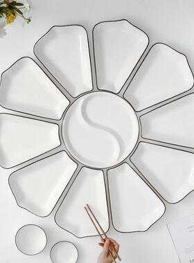 家用庭陶瓷团圆饭拼餐具组合套装年VHZ盘夜家聚餐过年饭圆形碗安