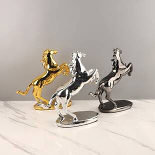 现代简约抽象树脂电镀腾空骏马动物雕塑摆件客厅书房软装家居饰品