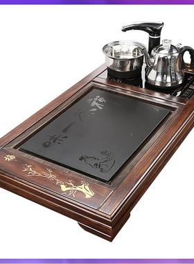 G6Q自动茶全盘实木家用新大款W52708石茶台烧水壶一体茶海茶具套装排水
