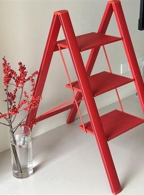 【新家的100个快递】乔迁红色梯子G家用折叠加厚人字梯加大安全梯