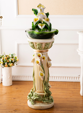 欧式创意a流水喷泉客厅电视柜加湿器摆件大型落地家居乔迁新居饰