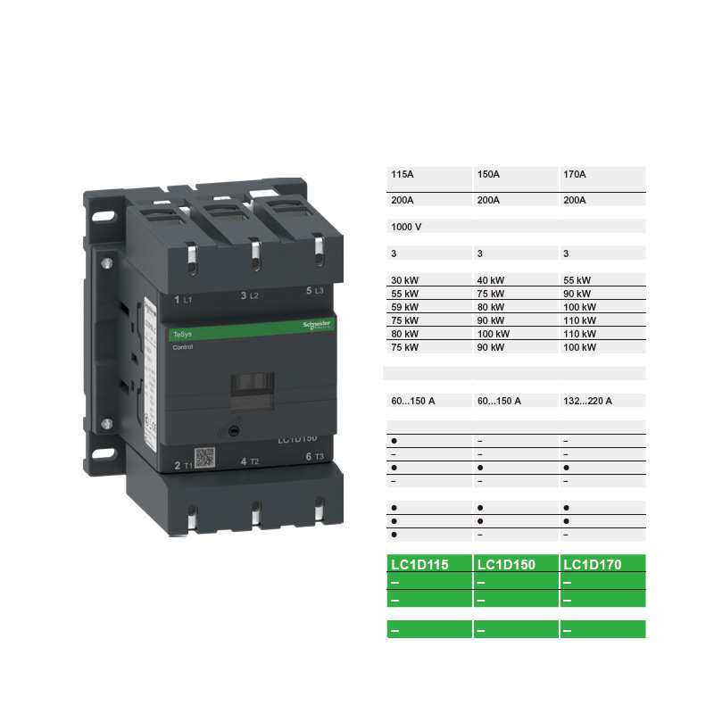 TESYS接触器LC1D150/LC1D170控制电阻、电感和电容性电路