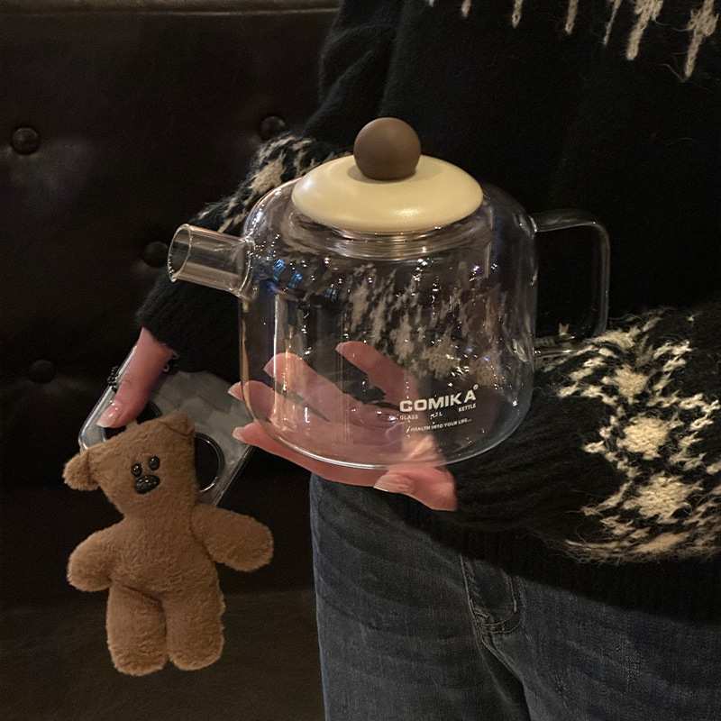 comika口咔元气水壶耐高温大容量高颜值泡花果茶漏养生高硼硅玻璃