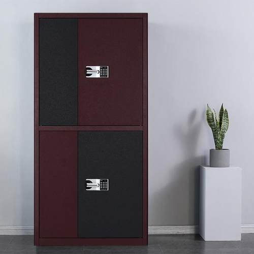 加厚电子密码保密文件柜国保指纹锁黑色皮纹办公文件柜储物柜带轮