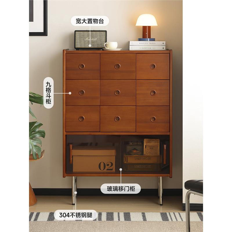 余弦家具复古实木九斗柜客厅展示柜餐边柜中古储物柜卧室床尾柜