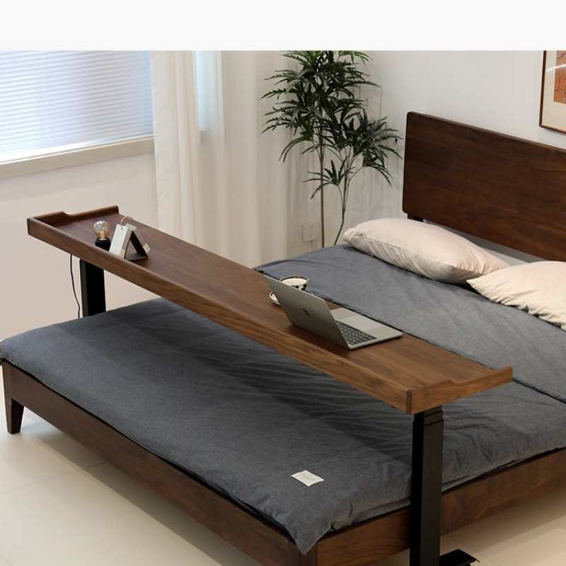 跨床桌可移动可升降实木书桌黑胡桃木樱桃木超窄边吧台桌长条家具