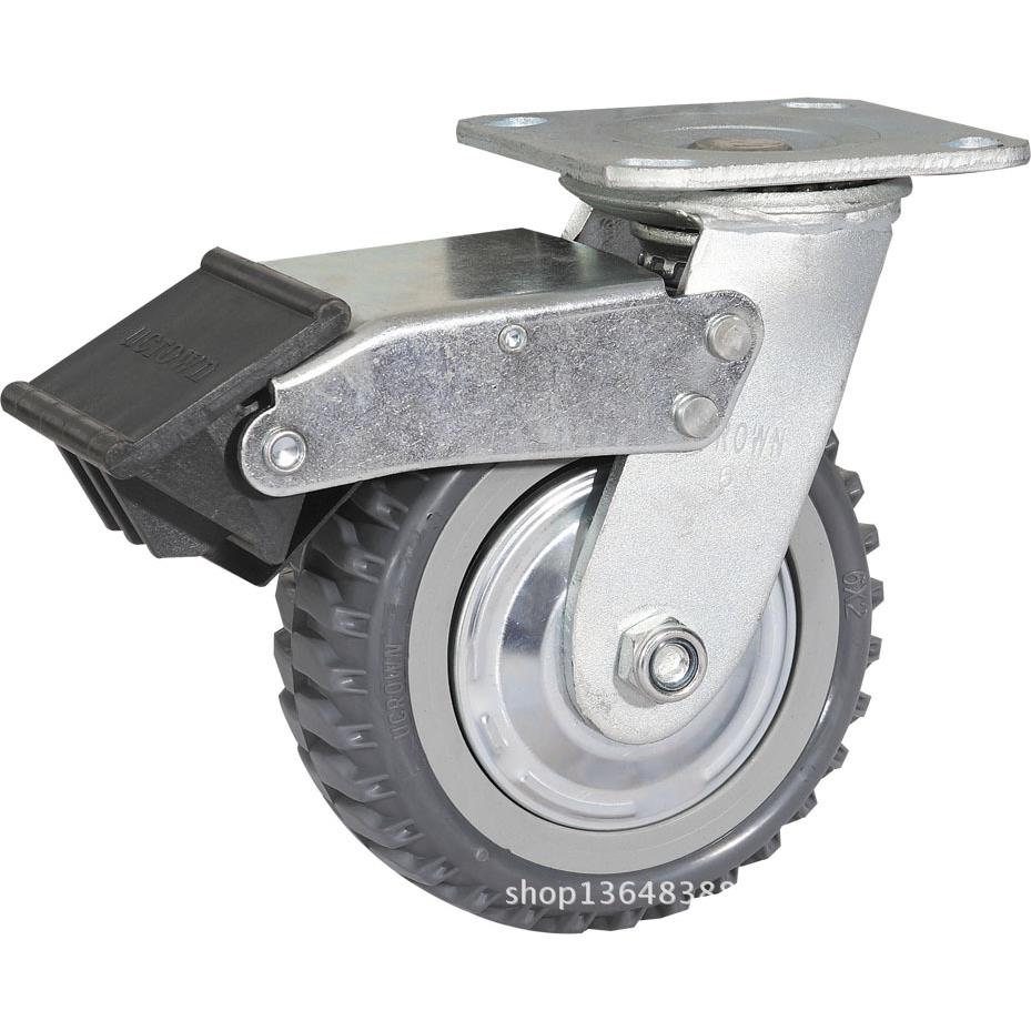 脚轮 5寸重型聚氨脂烽火万向带刹车轮优冠脚轮PU轮推车轮厂家直销