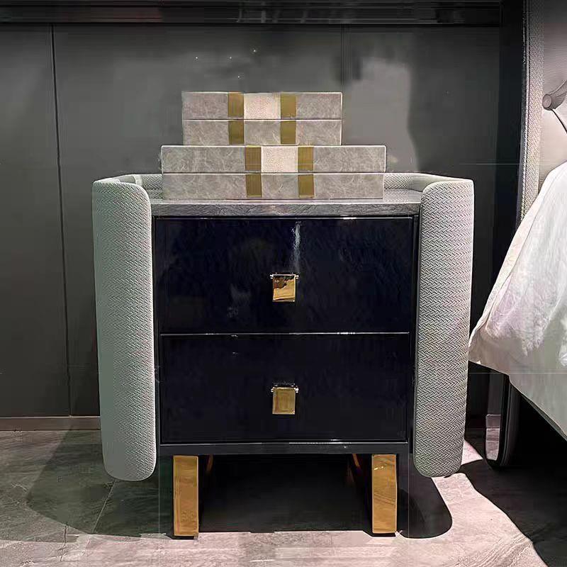 意式简约床头柜卧室现代轻奢收纳柜家用实木储物柜靠墙装饰床边柜