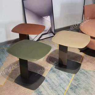 橙色马鞍皮方形角几 轻奢铁艺沙发创意边几极简设计师款 TY509 意式