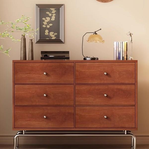 宋氏美学五斗柜抽屉柜卧室置物柜中古风床尾柜靠墙实木储柜复古橱