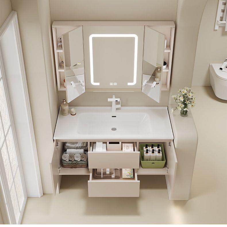 7678/86/88/96/98/106/108/116/118cm风水镜浴室柜陶瓷一体盆