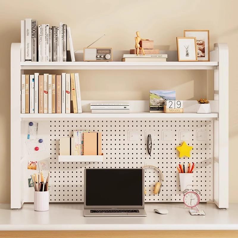 桌面洞洞板置物架学生学习书桌上收纳架子办公电脑桌多层铁艺书架
