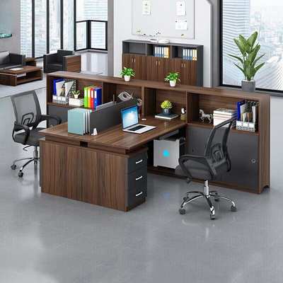 屏风办公桌柜子组合职员用隔断办公卡座单人位含键盘托储物电脑桌