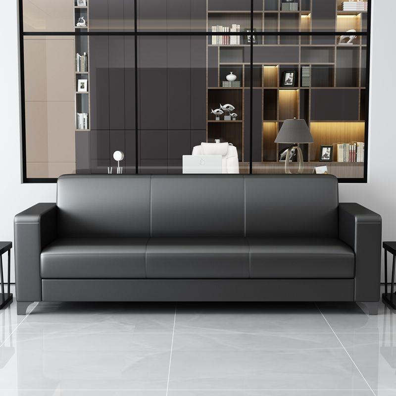 办公沙发茶几组合现代简约商务会客接待办公室三人位皮艺沙发