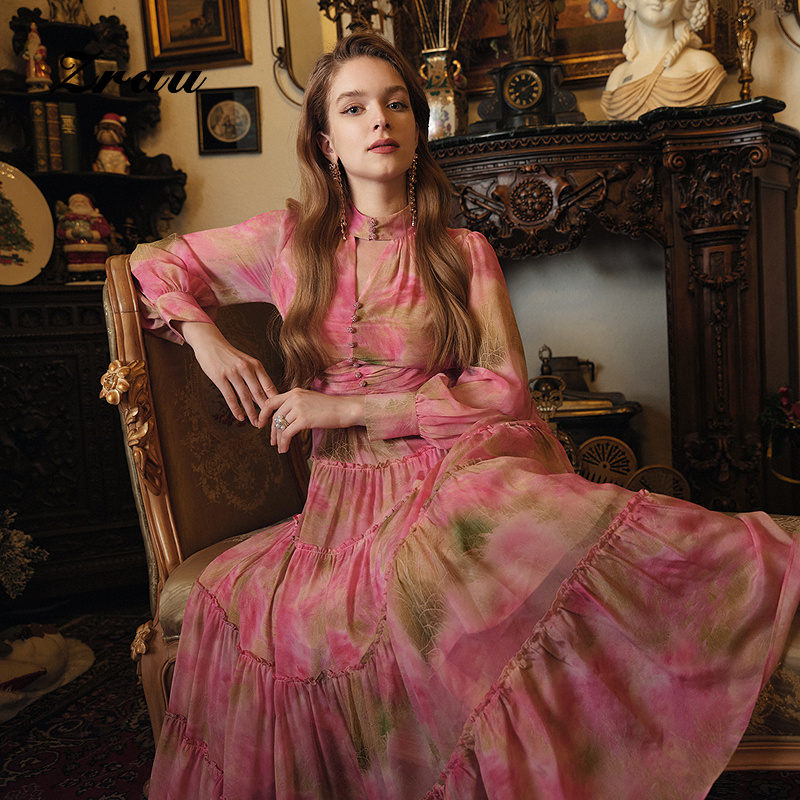 新款桑蚕丝100印花连衣裙