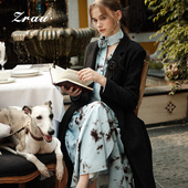 玫瑰花装 新款 饰设计外套 翻领设计大衣2025冬季 ZRAU复古绵羊毛西装