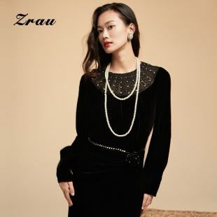 宽松复古设计感气质上衣女装 ZRAU法式 新款 镂空2025秋季 时尚