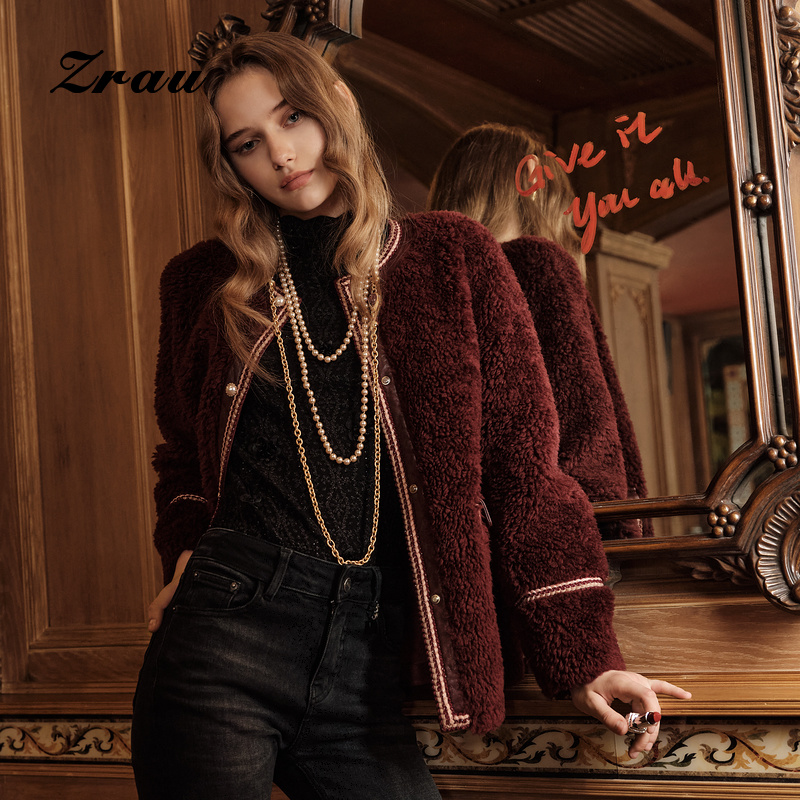 皮毛一体绵羊毛皮草外套