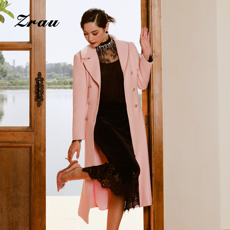 新款收腰双排扣洋气大衣女