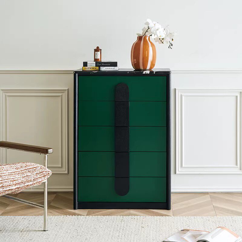 摩登风宝格丽实木五斗柜中古风卧室柜简约玄关储物柜多功能收纳柜