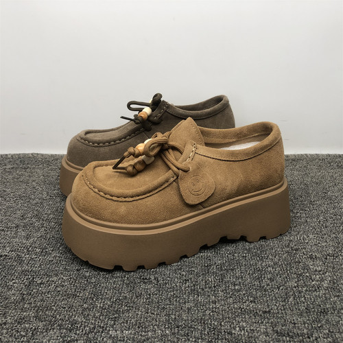 真皮厚底增高博肯女鞋