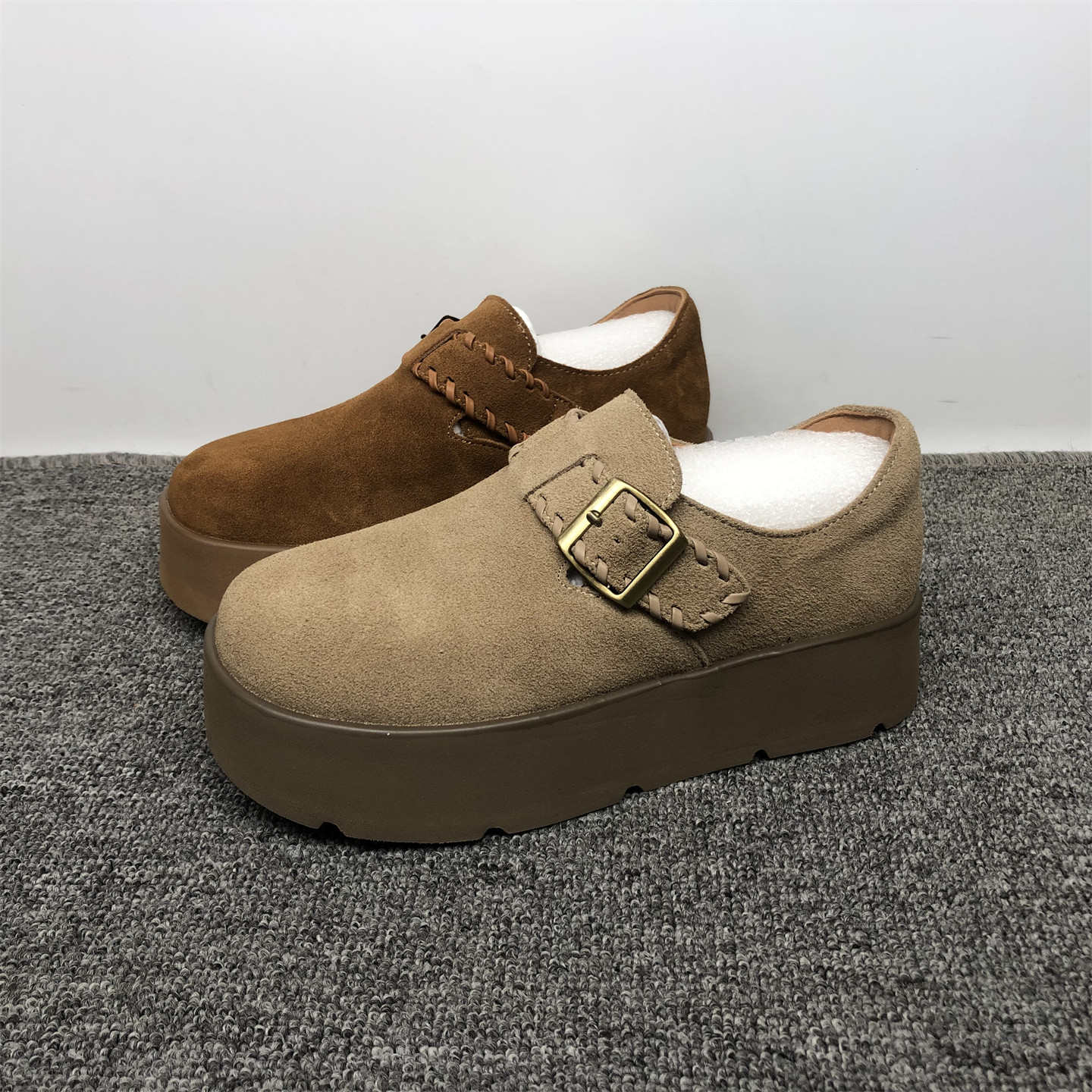 品牌撤柜真皮复古厚底博肯鞋女2025新款磨砂牛皮厚底轻便乐福鞋潮,女鞋,勃肯鞋/软木鞋,淘宝优惠券,粉丝福利购,淘宝优惠卷