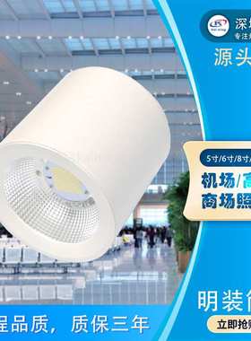 6寸led防水明装筒灯30w50w60w免开孔吸顶安装80w ip65棚顶灯价格