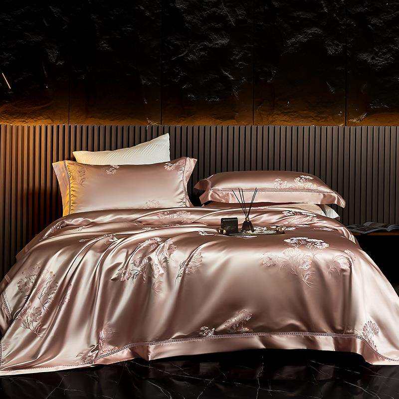 高端奢华真丝四件套丝绸桑蚕丝色织贡缎大提花丝绸床上用品2.0m