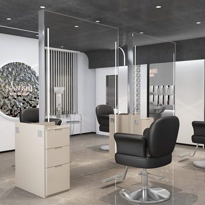 网红理发店镜台落地带柜子双面镜子美发店发廊专用不锈钢全身镜子