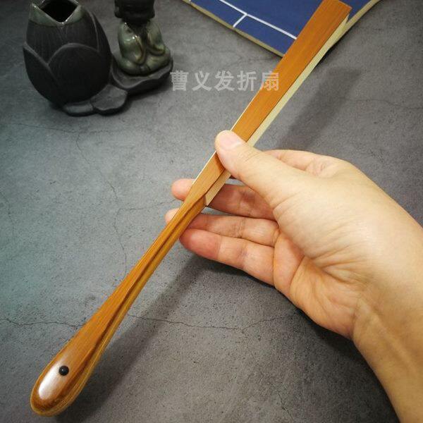 曹义发老料玉竹茄头折扇95寸18方老玉竹文玩扇子手工精工男扇复古