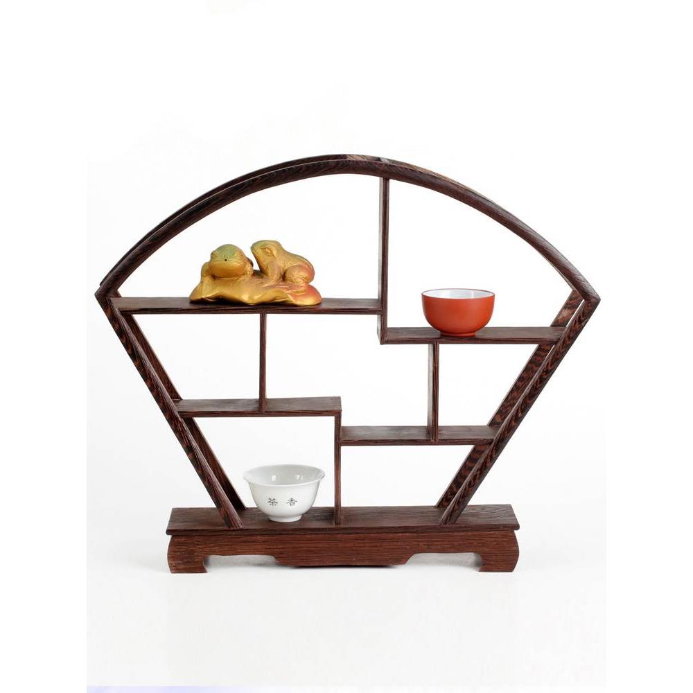 红木小博古架装饰品鸡翅木质展示架茶具摆件实木底座创意工艺品