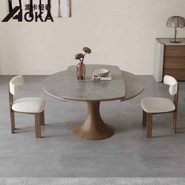 实木岩板餐桌椅组合可伸缩方圆两用现代简约小户型家用折叠吃饭桌,住宅家具,岩板餐桌,淘宝优惠券,粉丝福利购,淘宝优惠卷