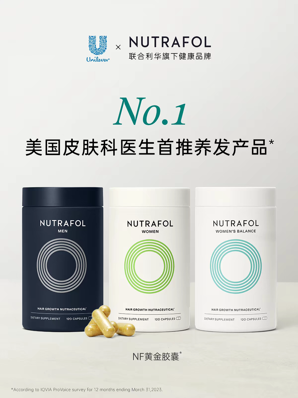Nutrafol联合利华黄金胶囊NF养发内调头发脱发维生素正品