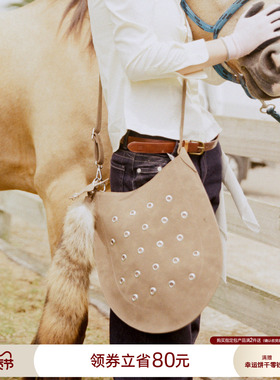 ECODAY麂皮洞洞包秋冬季设计款复古斜挎包单肩包大容量手提女包包