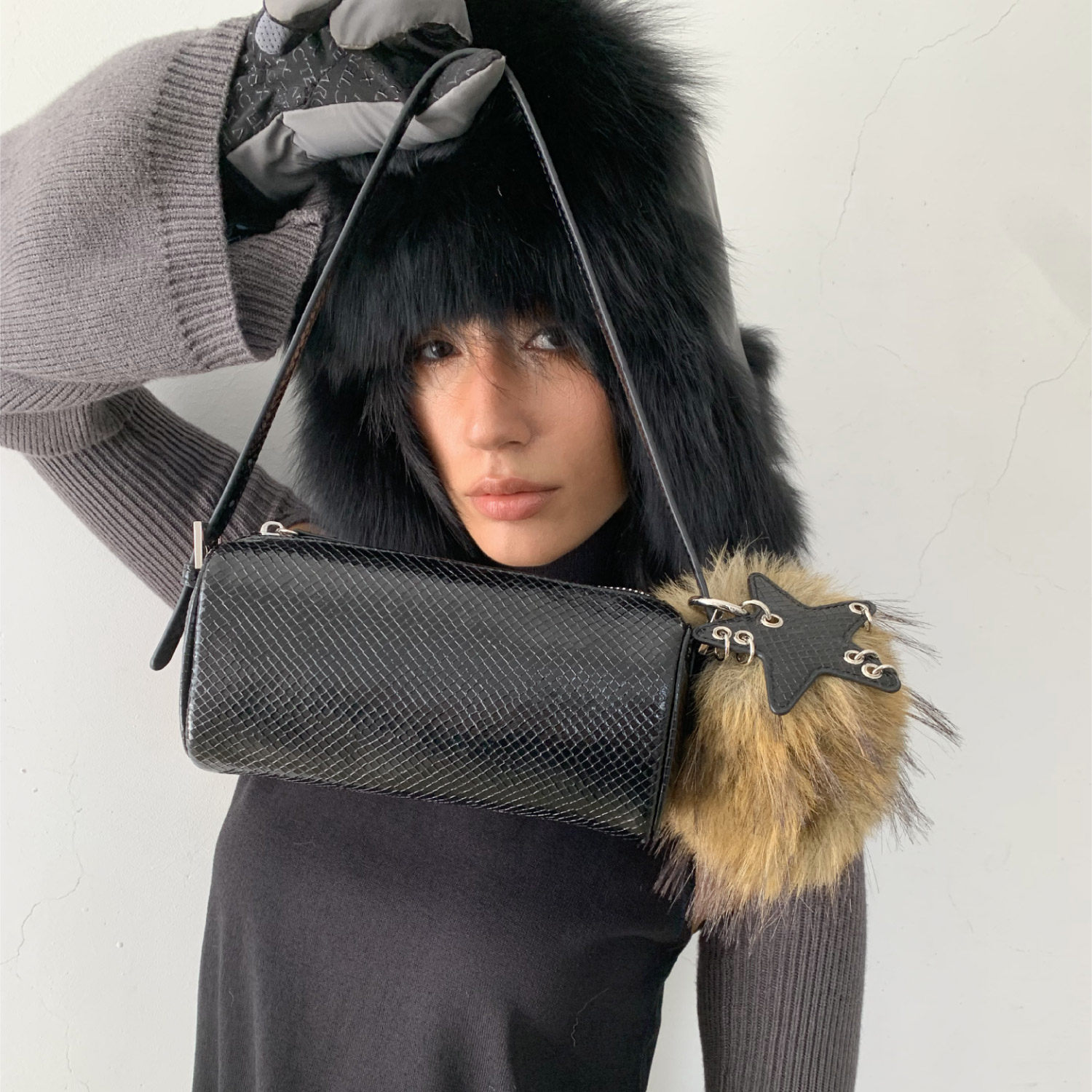 ECODAY春夏新款笔筒包迷你笔袋圆筒手提手拎手机包女士小包小方包