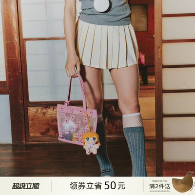 ECODAY原创设计透明网纱包痛包花朵装饰手提小卡包女包腋下包