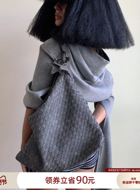 ECODAY秋冬季原创设计麂皮编织包大容量托特包女通勤包单肩斜挎包