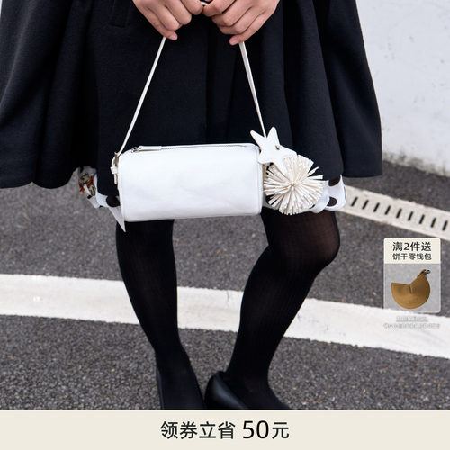 ECODAY流苏配饰笔筒包春夏迷你笔袋包手提手机包女士小方包单肩包