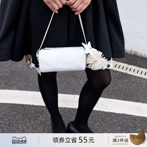 ECODAY流苏配饰笔筒包春夏迷你笔袋包手提手机包女士小方包单肩包