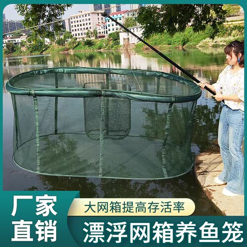 加厚养鱼存鱼网箱不伤鱼自动漂浮专用隔离网活鱼水产养殖网育苗箱