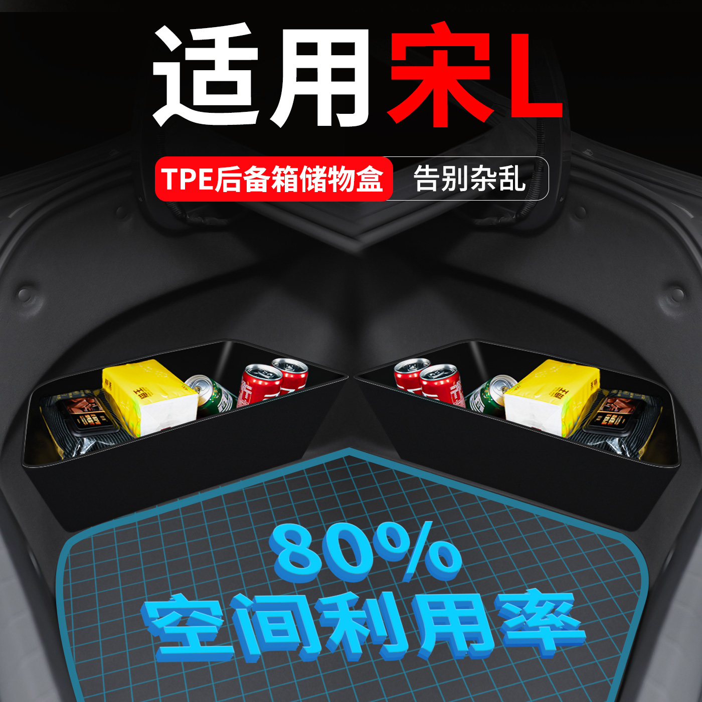 【适用宋L】后备箱两侧储物盒