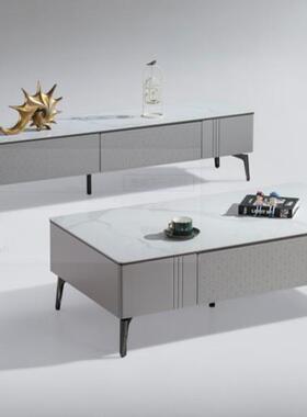 313649-75001天然大石茶几电柜现代视简约风地柜成套家具烤理漆家