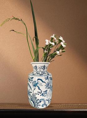 喜上梢花复古青瓷新中式家花TOL居客厅玄眉关插花瓶器饰品陶瓷花