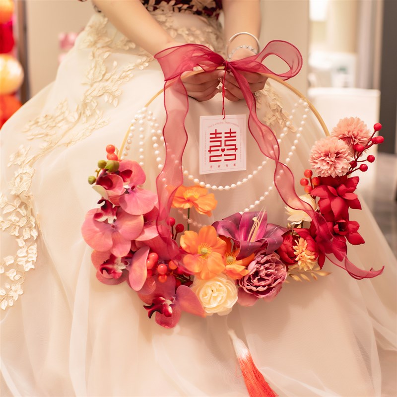 结婚挂件婚礼花i环网红婚房拉花布置新房卧室门背景墙场景装饰好