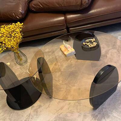 圆形VHE几客用茶小户型轻奢现代茶桌简约创意厅钢化玻家璃茶几桌