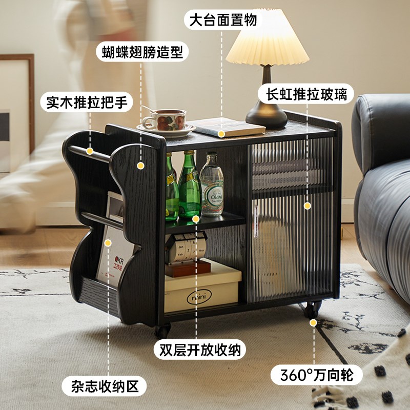 实木边几可移动家l用小茶几角几沙发侧边柜多功能小推车客厅置物
