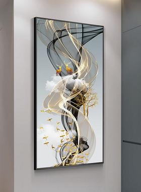 玄幻SF631007奢鹿入进门玄关装饰竖版现代简户约挂画轻走廊画过道