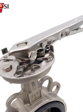 30对4不锈钢柄夹蝶阀N4D0-300软密封蝶阀耐MAP腐蚀手厂家直供